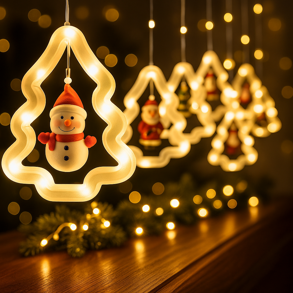 Luces Navideñas Árbol & Muñeco de Adorno