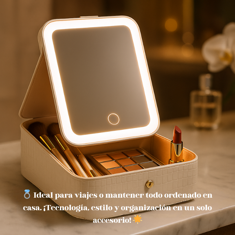 Estuche Maquillaje Portatil Espejo LED