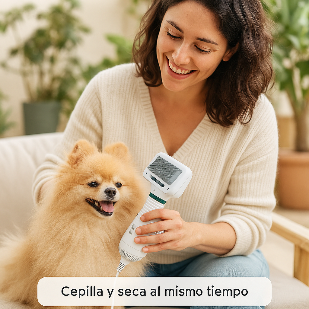 Secadora y Cepillo 2 en 1 para Mascotas