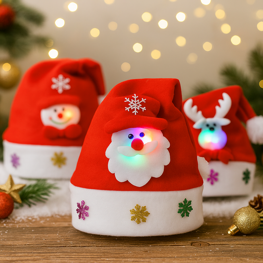 Pack Triple Gorro Santa LED