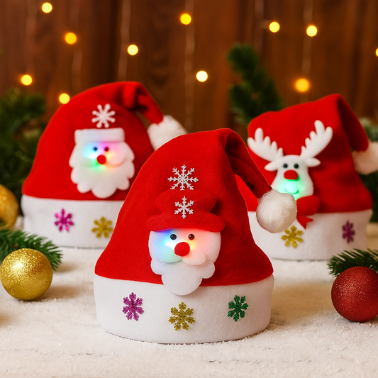 Pack Triple Gorro Santa LED