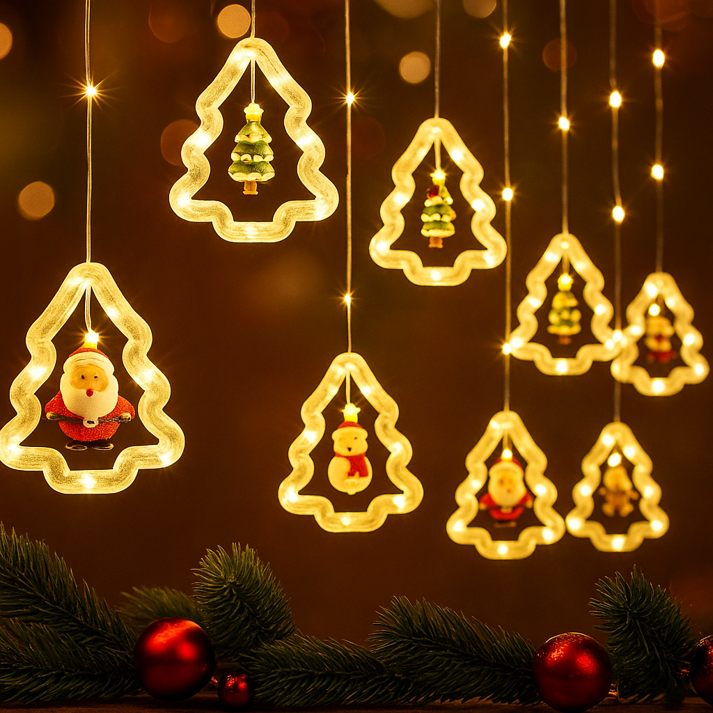 Luces Navideñas Árbol & Muñeco de Adorno